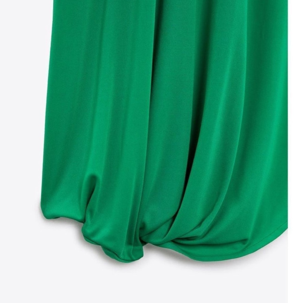 Zara Green FLOWY DRAPED DRESS - Picture 10 of 11
